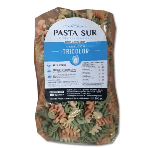 Fideos Fusilli (tirabuzón) - Tricolor - 500gr - Pasta Sur